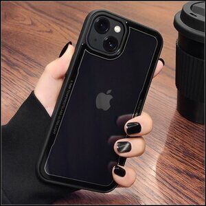 Clear Tempered Glass Case with Black Bumper